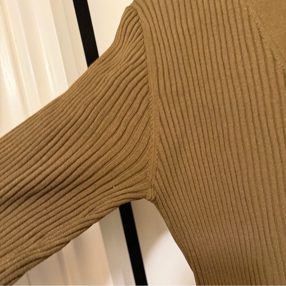 STAUD Shoko Olive Green Ribbed Knit Midi Dress - Picture 6 of 8